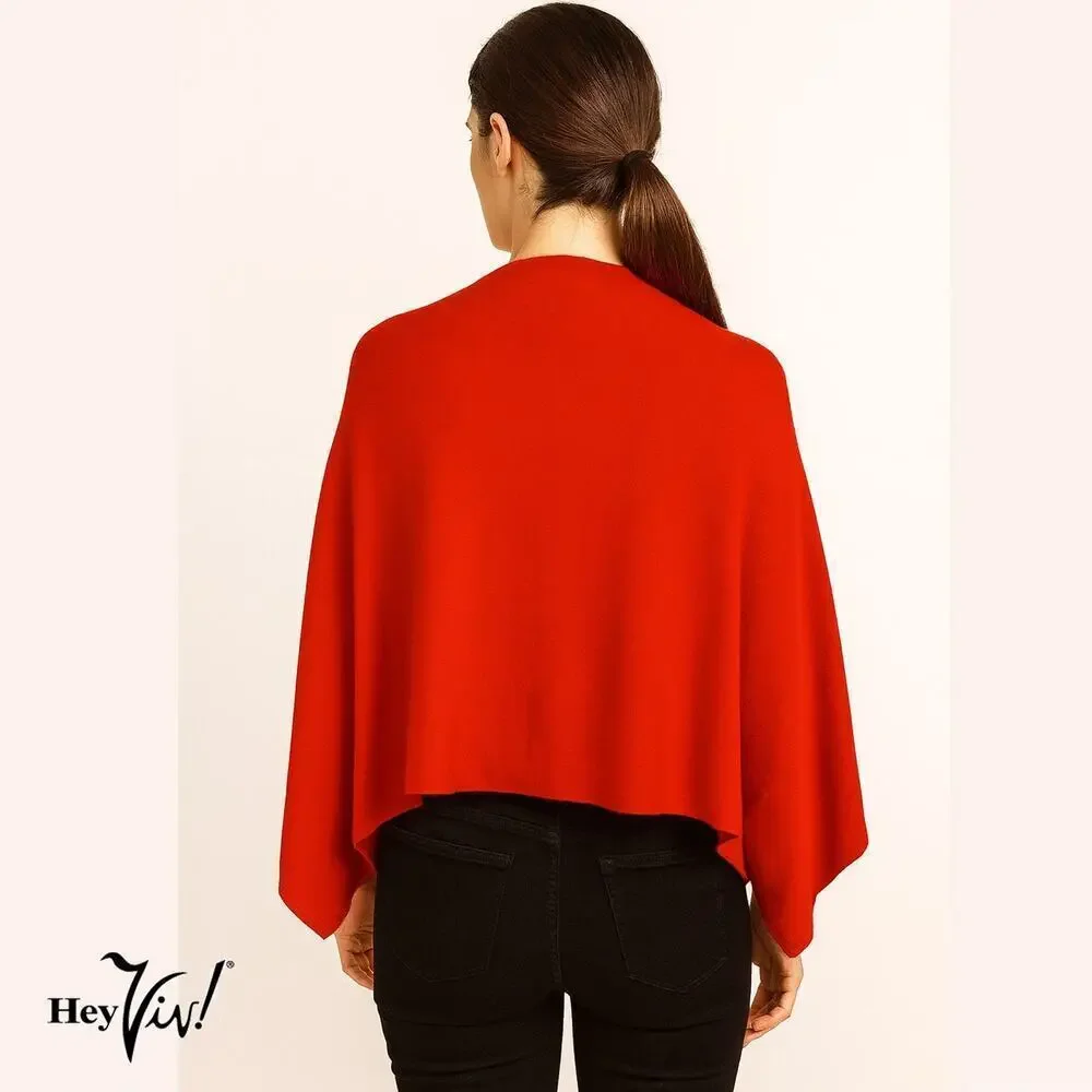 Red Button Shawl Shrug Wrap 60